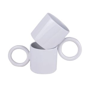 Süblimasyon Beyaz Halka Kulplu Porselen Kupa Bardak